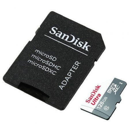 Tarjeta de Memoria SanDisk Ultra 128GB microSD XC con Adaptador/ Clase 10/ 80MB/s - SDSQUNR-128G-GN3MA