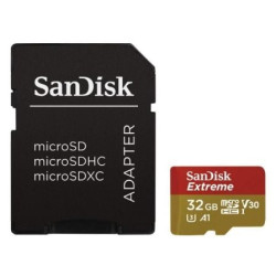 Tarjeta de Memoria SanDisk Extreme 32GB microSD HC UHS-I con Adaptador/ Clase 10/ 100MBs - SDSQXAF-032G-GN6AA