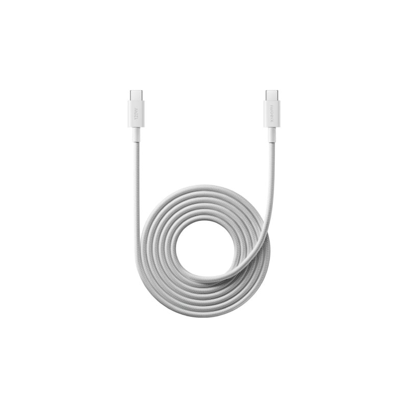 Cable USB 2.0 Tipo-C 6A Xiaomi Braided/ USB Tipo-C Macho - USB Tipo-C Macho/ Hasta 120W/ 480Mbps/ 2m/ Blanco - BHR087AGL
