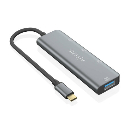 AISENS - HUB USB 3.2 GEN2 10G USB-C, USB-C/M-1xUSB-C/H-3xUSB-A/H, GRIS, 15CM - A109-0764