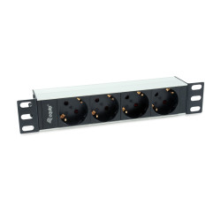 EQUIP REGLETA ALIMENTACION ALUMINIO RACK 10" 1U 4 TOMAS TIPO SHUCKO EURO CABLE 1.5m - 333311