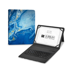 SUBBLIM funda de tablet con teclado bluetooth Keytab Pro BT Trendy Marmol Azul - SUBKT5-BTTB01