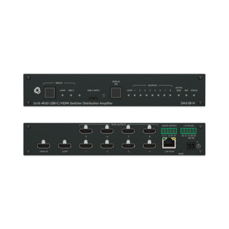 KRAMER AVSM 2X1:8 4K60 USB-C/HDMI SWITCHER DISTRIBUTION AMPLIFIER- DA3-28-H (10-00002890) - 10-00002890