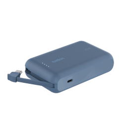Belkin Powerbank mit integriertem USB-C Kabel, Blau, USB-C, 10.000 mAh - 0745883896394