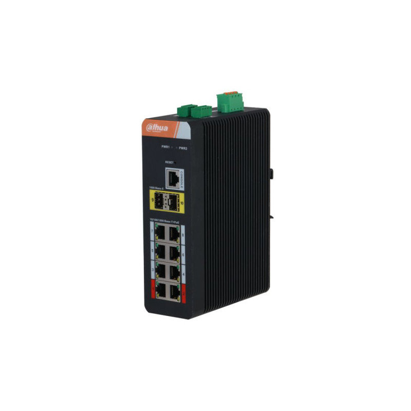 (DH-IS4210-8GT-120) DAHUA SWITCH INDUSTRIAL L2 GESTIONABLE POE 2.0 WATCHDOG 8 PUERTOS + 2 GIGABIT SFP - 1.0.01.20.11055-9001
