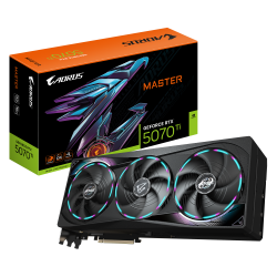 GIGABYTE AORUS GeForce RTX 5070 Ti MASTER 16G Tarjeta Gráfica - 16GB GDDR7, 256 bits, PCI-E 5.0, XXXX MHz Core Clock, 3 x DP 2.1