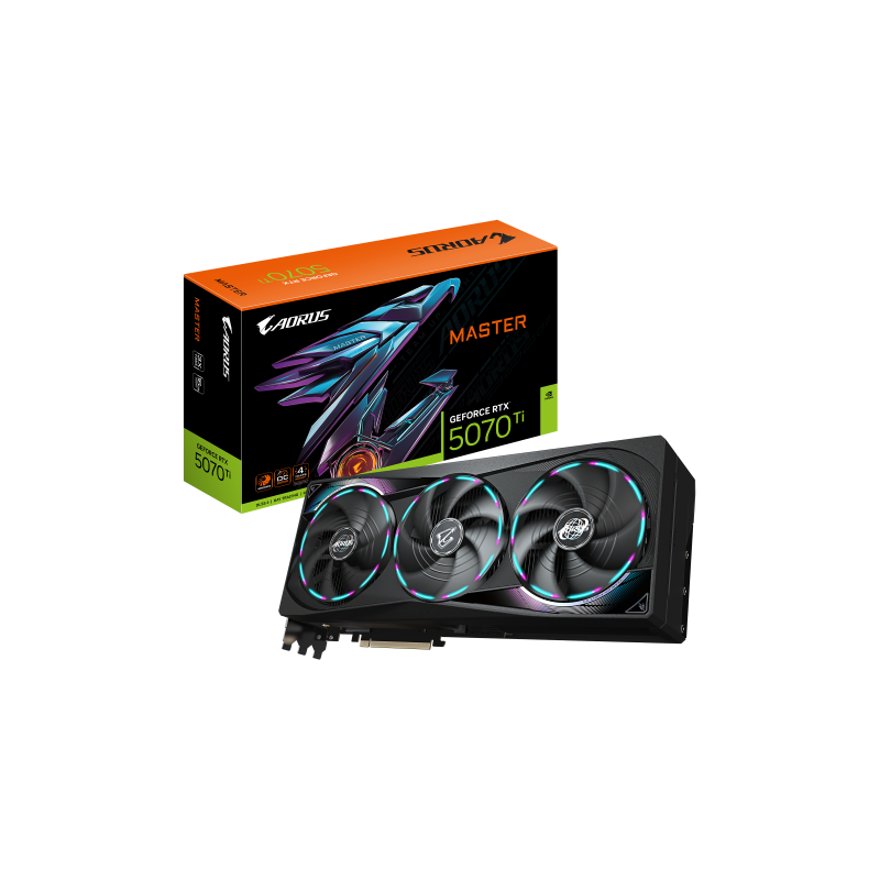 GIGABYTE AORUS GeForce RTX 5070 Ti MASTER 16G Tarjeta Gráfica - 16GB GDDR7, 256 bits, PCI-E 5.0, XXXX MHz Core Clock, 3 x DP 2.1