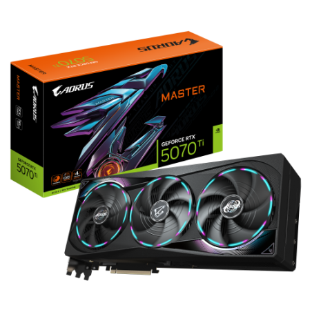 GIGABYTE AORUS GeForce RTX 5070 Ti MASTER 16G Tarjeta Gráfica - 16GB GDDR7, 256 bits, PCI-E 5.0, XXXX MHz Core Clock, 3 x DP 2.1