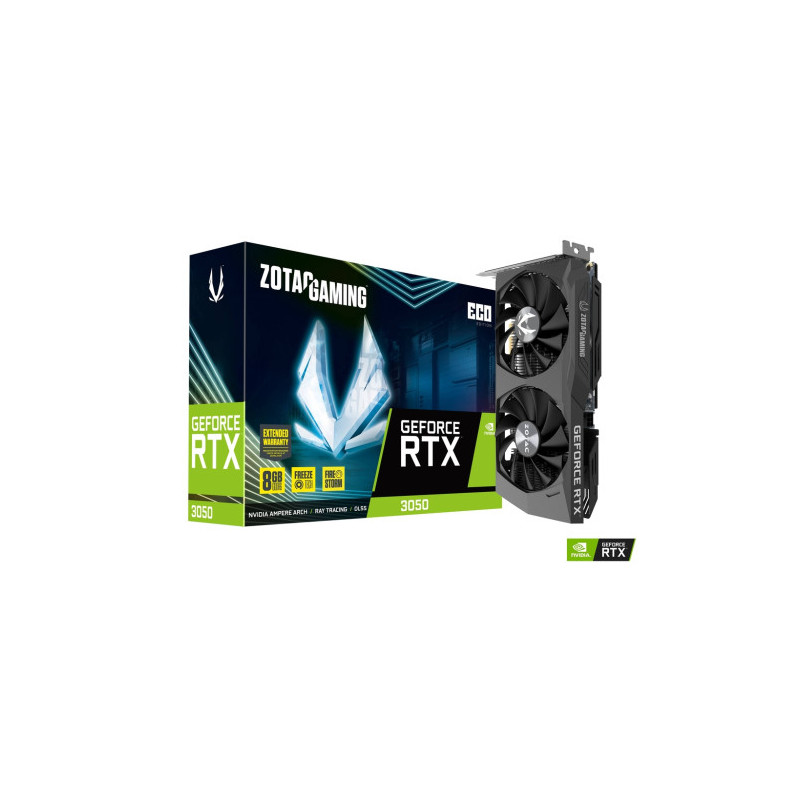 VGA ZOTAC RTX 3050 ECO,NV,RTX3050,GDDR6,8GB,128BIT,HDMI+3DP,2 VENTILADORES (ZT-A30500K-10M) - ZT-A30500K-10M