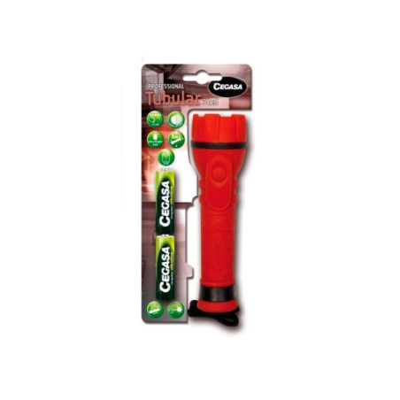 Cegasa Profesional Linterna de 3 LED - Cuerpo de Goma Antideslizante - Resistente a Golpes y Humedad - Funciona con 2 Pilas LR6 