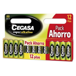 Cegasa Super Alcaline Pack de 12 Pilas LR06 AA - Alta Tecnologia - Fiabilidad - Elevado Rendimiento - Maximas Prestaciones - 104