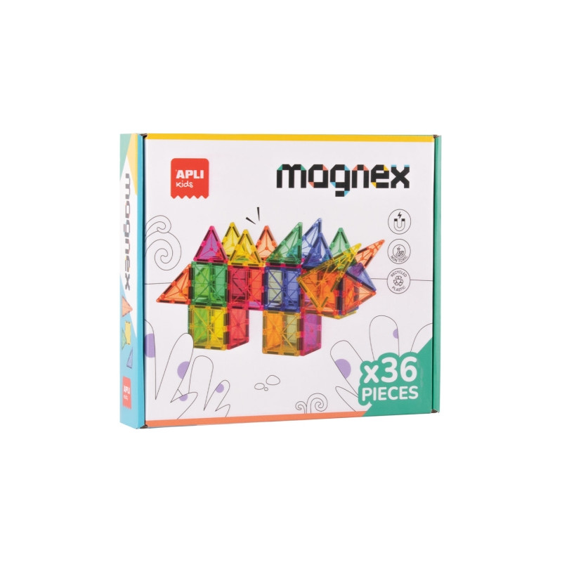 Apli Magnex Juego de Construccion Magnetico - 36 Piezas Geometricas - Recomendado para Niños a partir de 3 Años - 20136