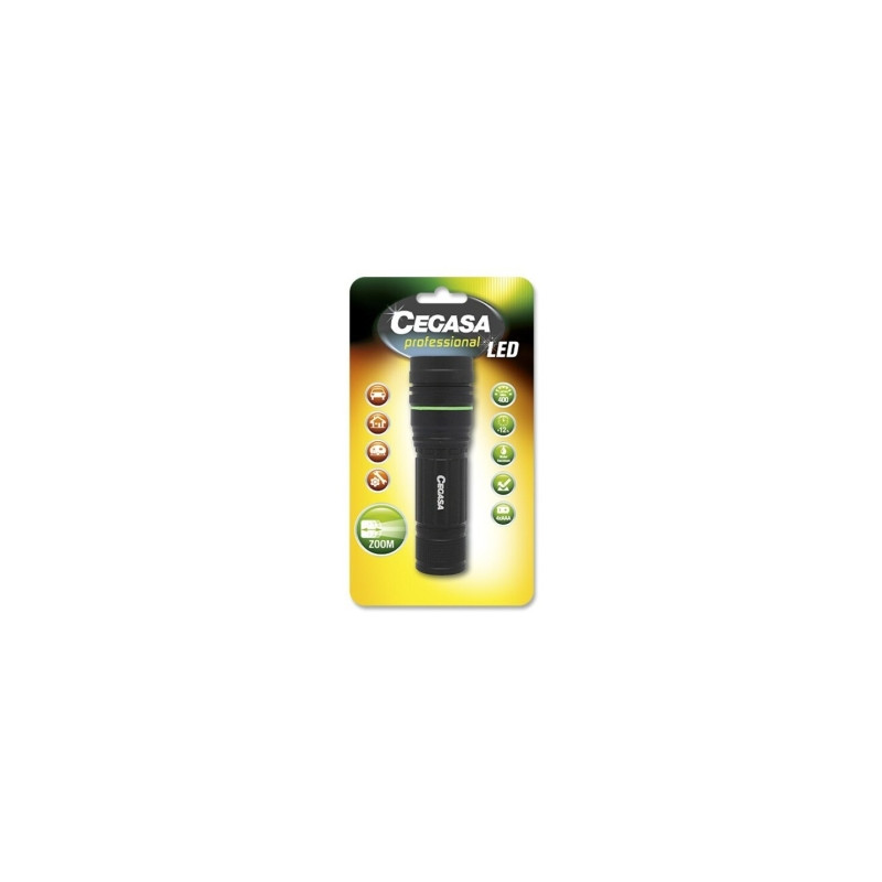 Cegasa Profesional Linterna LED 400lm - Medidas 12 x 4cm - Fabricada en Aluminio - Funciona con 4 Pilas AAA (No Incluidas) - 324