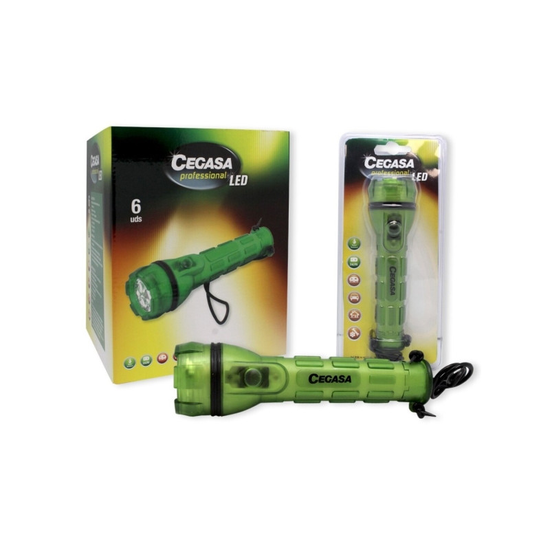 Cegasa Profesional Linterna de 3 LED - Resistente a Golpes y Agua IP44 - Funciona con 2 Pilas AA LR6 (No Incluidas) - 325529