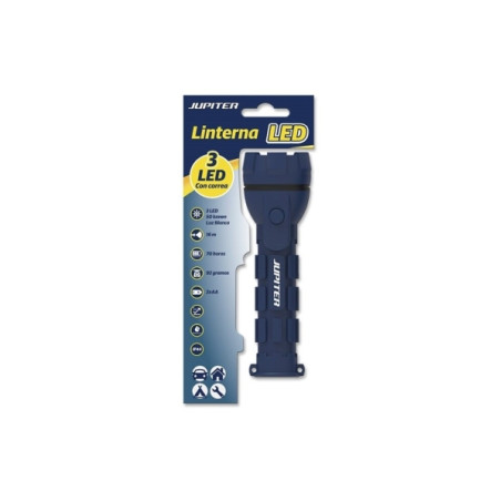 Linterna LED Jupiter / 50 Lm / Luz Blanca / IP44 / Cuerpo de goma / 2 Pilas AA / Azul / 330720 - 330720