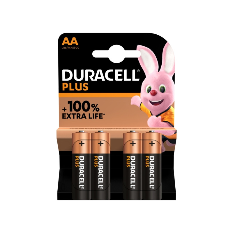 Duracell MN1500B4 Pilas Alcalinas AA LR6 1.5V Plus Power (4 unidades) - 303131