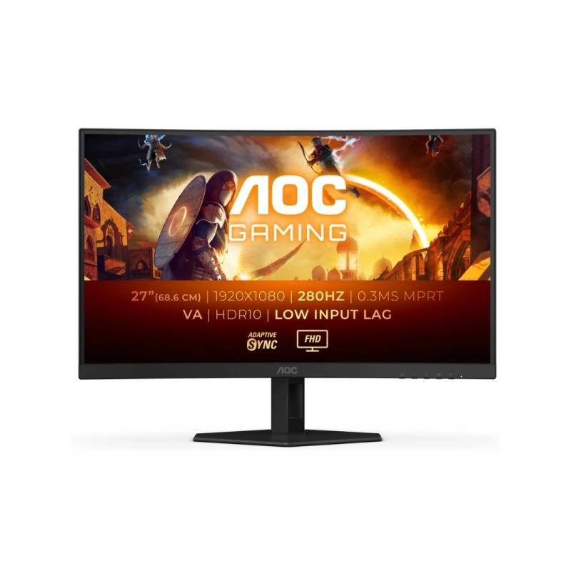 AOC G4 Monitor 27" Curvo 1500R LED Fast Va FullHD 280Hz HDR10 - Respuesta 1ms - Angulo de Vision 178° - HDMI, DisplayPort, Audio