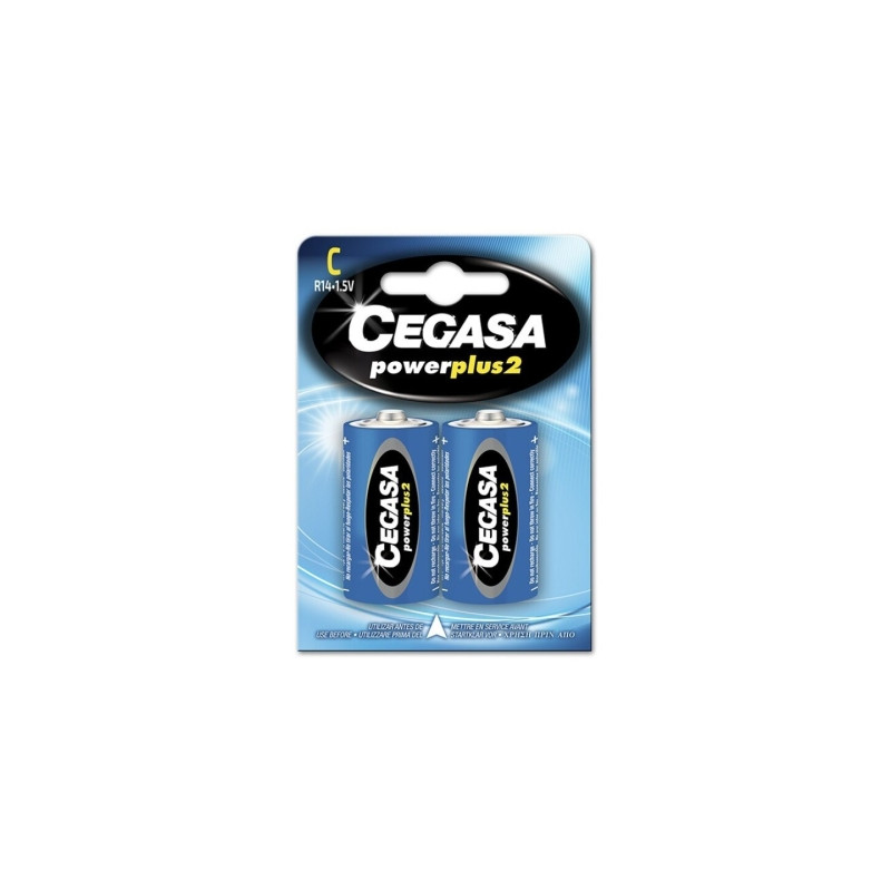 Cegasa Power Plus 2 Pack de 2 Pilas R14 C - Pilas Salinas para Aparatos de Bajo Consumo - 000014
