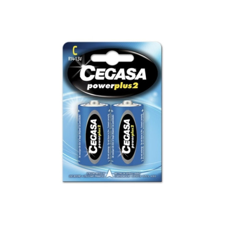 Cegasa Power Plus 2 Pack de 2 Pilas R14 C - Pilas Salinas para Aparatos de Bajo Consumo - 000014