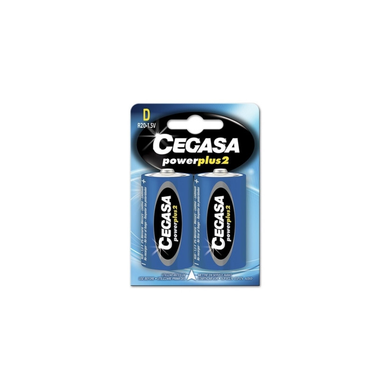 Cegasa Power Plus 2 Pack de 2 Pilas R20 D - Pilas Salinas para Aparatos de Bajo Consumo - 000015