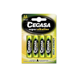 Cegasa Super Alkaline Pack de 4 Pilas LR6 AA -  Alto Rendimiento - Fiabilidad - Tecnologia Avanzada - 000150