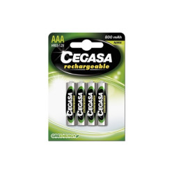 Cegasa Rechargeable Pack de 4 Pilas Recargables AAA HR03 800mAh - 104373