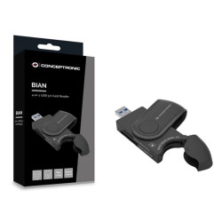Lector Externo Multitarjeta 4 en 1 Conceptronic / USB 3.0 Bian / Negro / BIAN04B - BIAN04B