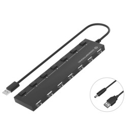 Hub 7 Puertos Usb 2.0 / Conceptronic Hubbies / Negro  HUBBIES08B - HUBBIES08B