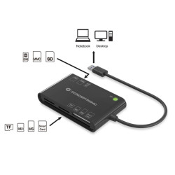 Lector Dnie 3.0 + Lector Externo Multitarjeta Conceptronic / USB 2.0 Bian / eID / Negro / BIAN01B - BIAN01B