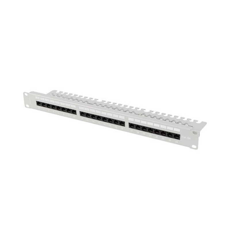 Patch panel lanberg 24 puertos 1u 19 pulgadas cat.6a utp con organizador cables gris - PPUA-1124-S