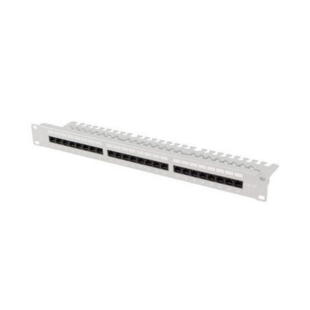 Patch panel lanberg 24 puertos 1u 19 pulgadas cat.6a utp con organizador cables gris - PPUA-1124-S