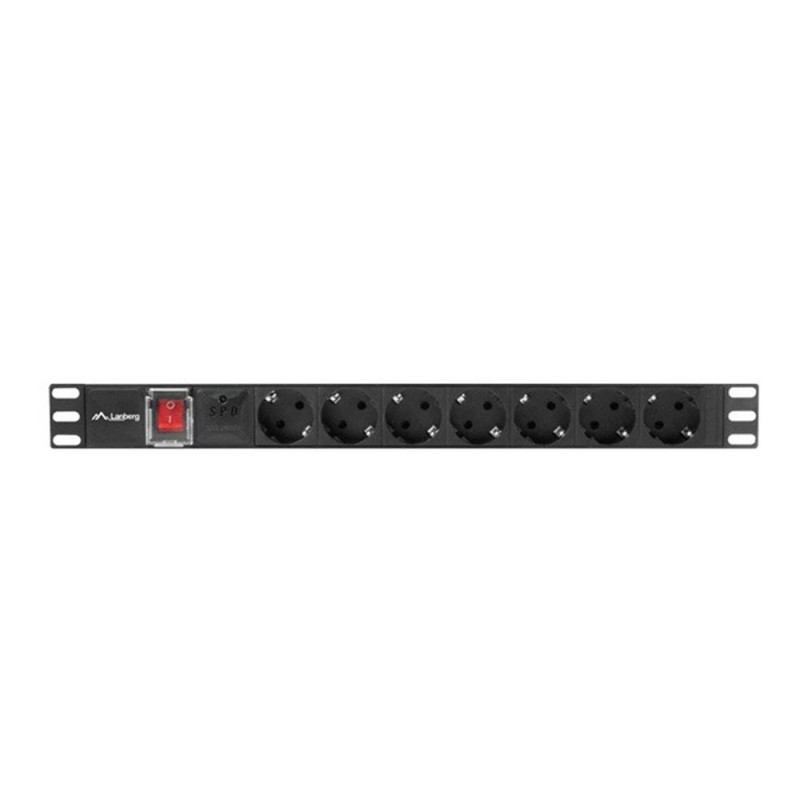 Regleta lanberg 1u 10a 7x schuko rack 19 pulgadas 2m negro c14 - PDU-07F-0200-IEC-BK