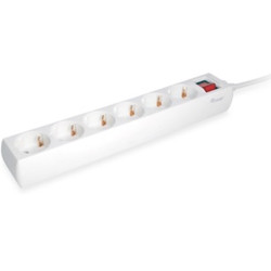 Regleta 6 tomas Equip / Boton apagado-encendido / 1.5 metros / Blanca / 245552 - 245552