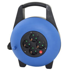 Regleta alargadera enrollacables 4 tomas -  15m -  16a -  250v -  3x1.5mm -  color azul - 8821