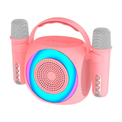Altavoz Bluetooth Universal Música 6W COOL Mini Karaoke Party + 2 Micrófonos Rosa - 8434847070742