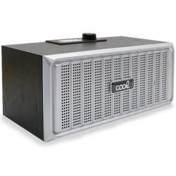 Altavoz Música Universal Bluetooth Marca COOL Retro (20W) Madera Negro Frontal Plata - 8434847055572