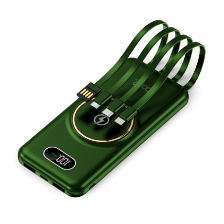 Batería Externa Universal Power Bank 10.000 mAh + Qi Carga Inalámbrica (4 conexiones) Verde - 8434847054858
