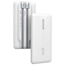Batería Externa Universal Power Bank 10.000 mAh PD 22.5W (2 cables) Blanco - 8434847074535