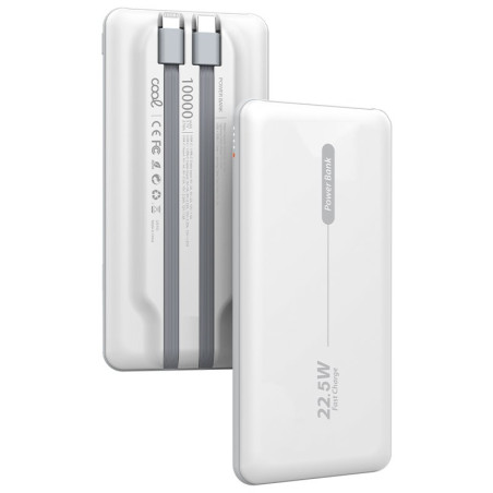 Batería Externa Universal Power Bank 10.000 mAh PD 22.5W (2 cables) Blanco - 8434847074535