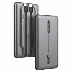 Batería Externa Universal Power Bank 10.000 mAh PD 22.5W (2 cables) Gris - 8434847074542