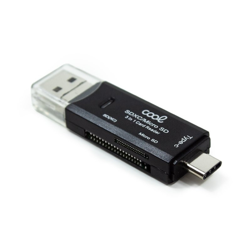 Lector Tarjetas Memoria Universal COOL 3 en 1 (Tipo-C / Micro-USB / USB) - 8434847053745