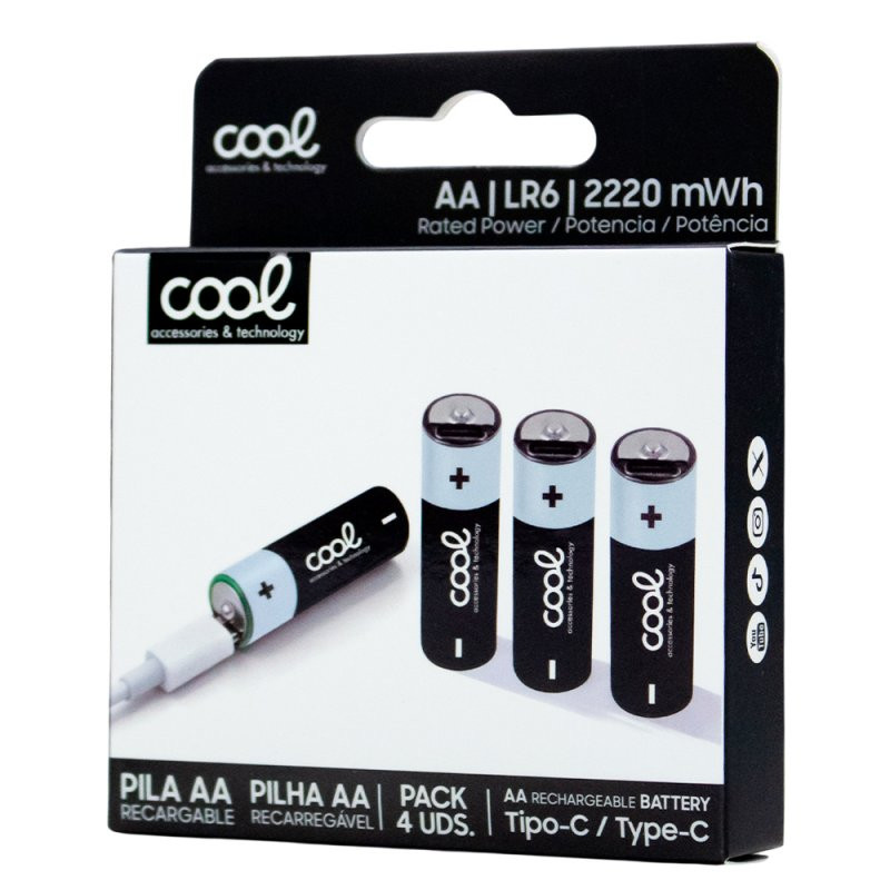 Pilas Alcalinas Recargables TIPO-C AA LR6 COOL (Pack 4 uds) - 8434847083384