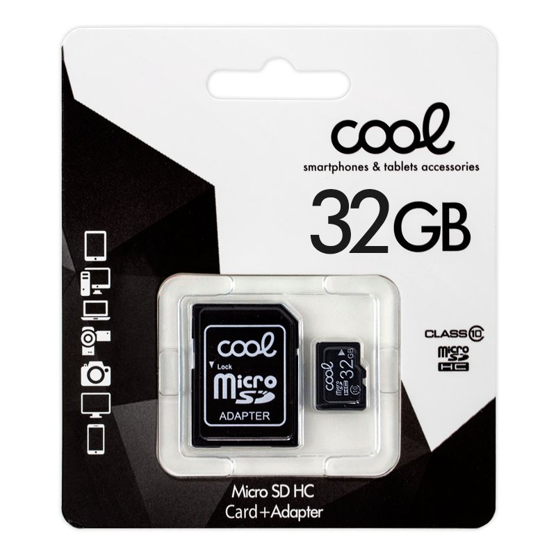 Tarjeta Memoria Micro SD con Adapt. x32 GB COOL (Clase 10) - 8434847046952