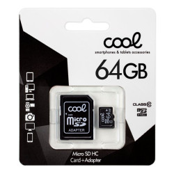 Tarjeta Memoria Micro SD con Adapt. x64 GB COOL (Clase 10) - 8434847046938