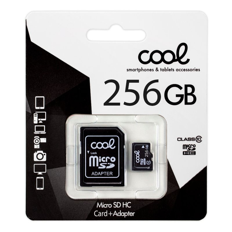 Tarjeta Memoria Micro SD con Adaptador x256 GB COOL (Clase 10) - 8434847053974