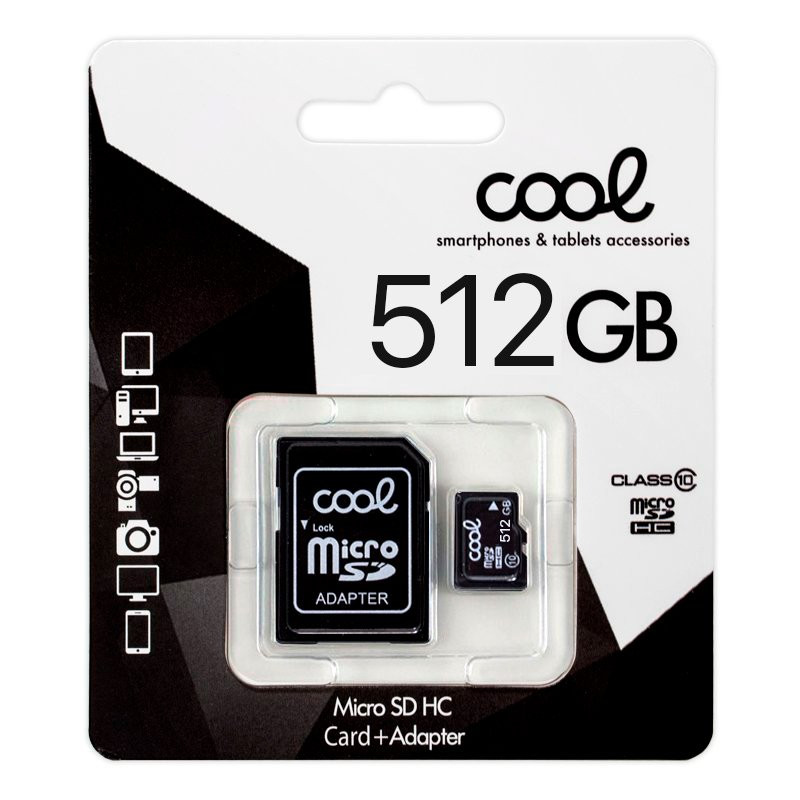 Tarjeta Memoria Micro SD con Adaptador x512 GB COOL (Clase 10) - 8434847078601