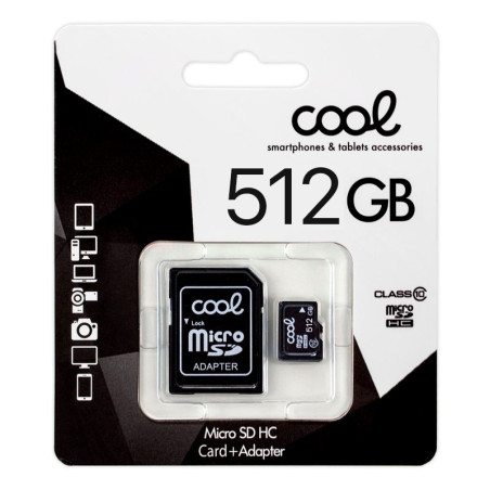 Tarjeta Memoria Micro SD con Adaptador x512 GB COOL (Clase 10) - 8434847078601